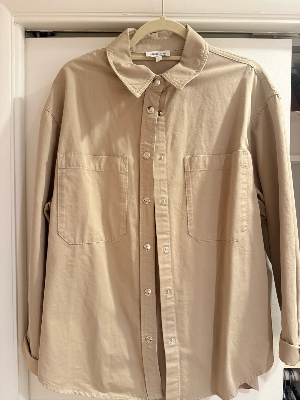 Anine Bing Beige Cotton Button-Front Casual Shirt